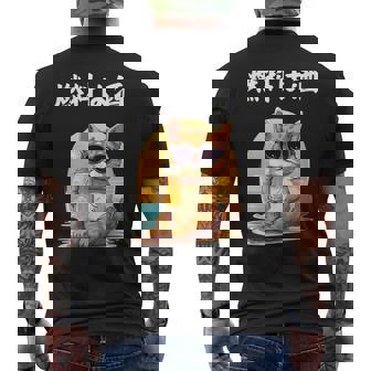 猫 燃料は酒 可愛い かわいい 面白 おもしろ ネタ ギャグ メンズTシャツ バックプリント - Kawaiitshirt