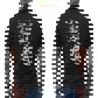 猫がギターベースを弾く メンズTシャツ バックプリント - Kawaiitshirt