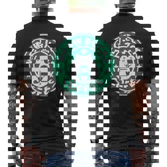 猫バックスコ－ヒ－ スタバ 可愛い カフェ 個性的 パロディ 面白い 笑える メンズTシャツ バックプリント - Kawaiitshirt