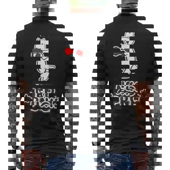 猫パンチ ねこボクシング Neko Punch【どうぶつ フレンズ】ポップ ゆるくて かわいい イラスト メンズTシャツ バックプリント - Kawaiitshirt