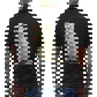 白いネズミが好きな人のための面白い見た目の白いネズミ メンズTシャツ バックプリント - Kawaiitshirt