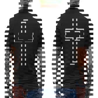 白い十字の記号の輪郭の服の設計聖十字架 メンズTシャツ バックプリント - Kawaiitshirt