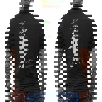 盆栽ねこ 頭に松の盆栽を乗せたハチワレ猫 メンズTシャツ バックプリント - Kawaiitshirt