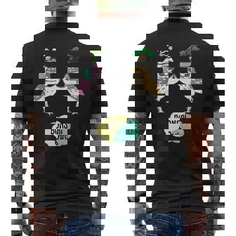 盆栽フクロウと宇宙盆栽フクロウ メンズTシャツ バックプリント - Kawaiitshirt