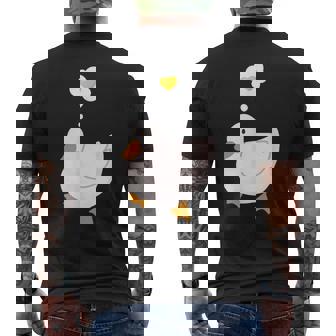 目玉焼きのハートがかわいいアヒル好きのデザイン。 メンズTシャツ バックプリント - Kawaiitshirt