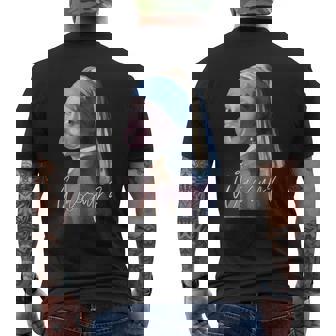 真珠の耳飾りの少女 フェルメール 面白い オルタード アート Wassup メンズTシャツ バックプリント - Kawaiitshirt