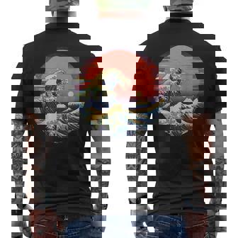 神奈川沖浪裏 葛飾北斎の 冨嶽三十六景 神奈川沖浪裏 富士山 レトロ ヴェイパーウェイヴ メンズTシャツ バックプリント - Kawaiitshirt