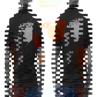 私のポケットファニーで家族のレッドパンダ メンズTシャツ バックプリント - Kawaiitshirt