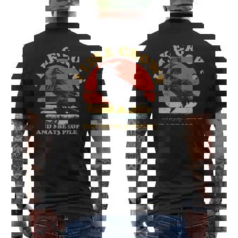 私はカラスと多分 3 人が好きです レトロ ビンテージ ブラック カラス メンズTシャツ バックプリント - Kawaiitshirt