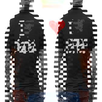 私はパパ 最高 お父さん 父 息子 娘 衣装 ハートが大好きです I Love Papa メンズTシャツ バックプリント - Kawaiitshirt