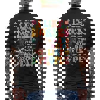 私は馬と3人が好きグルーヴィーな乗馬乗馬ライダー メンズTシャツ バックプリント - Kawaiitshirt