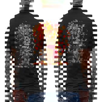 秋 猫 赤いスカーフ 紅葉 かわいい 猫 ママ 滝 メンズTシャツ バックプリント - Kawaiitshirt