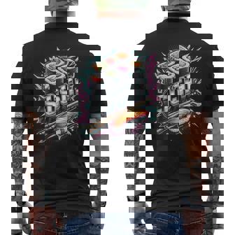 稲妻と閃光の寿司ティー 日本料理 メンズTシャツ バックプリント - Kawaiitshirt