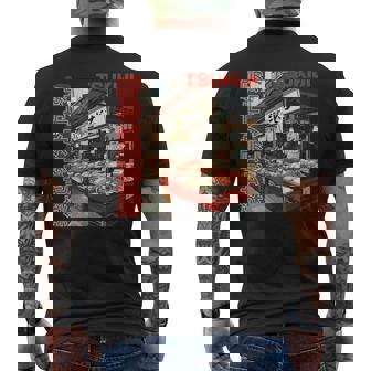 築地魚市場 日本 東京撮影 海鮮屋台 メンズTシャツ バックプリント - Kawaiitshirt