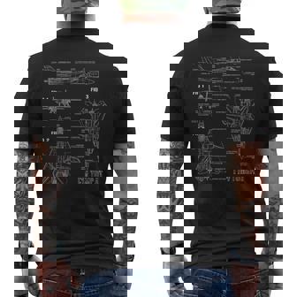 米ジェット戦闘機f14トムキャットの設計図 メンズTシャツ バックプリント - Kawaiitshirt