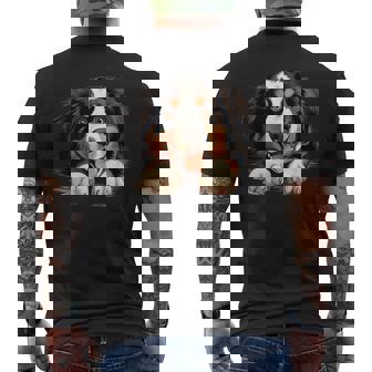 素敵で面白い覗き見犬 バーニーズマウンテンドッグ メンズTシャツ バックプリント - Kawaiitshirt