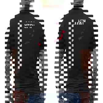 縦型日本国旗、文字「Japan」&シルエットマップ メンズTシャツ バックプリント - Kawaiitshirt