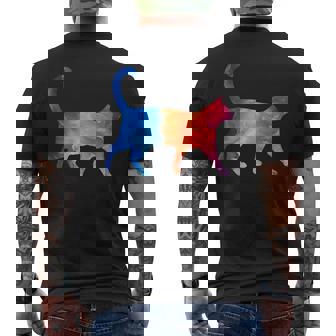 美的シルエット芸術的水彩猫 メンズTシャツ バックプリント - Kawaiitshirt