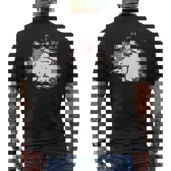 肉球を見せる猫ちゃん キジ白猫 猫好き 動物 かわいい おもしろ ネタ メンズTシャツ バックプリント - Kawaiitshirt