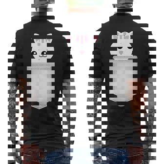 胸ポケットの猫 メンズTシャツ バックプリント - Kawaiitshirt