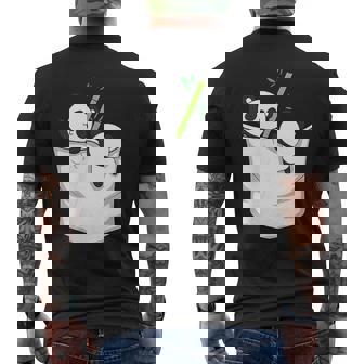 胸ポケットパンダ パンダ クマ メンズTシャツ バックプリント - Kawaiitshirt