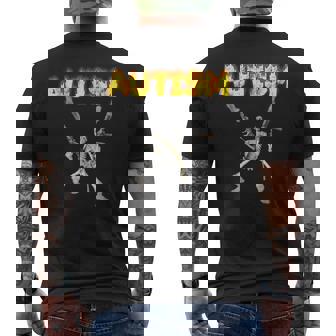 自閉症スケルトンミーム メンズTシャツ バックプリント - Kawaiitshirt