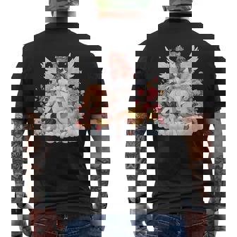 花に囲まれたライオンの天使 美しい天使 メンズTシャツ バックプリント - Kawaiitshirt