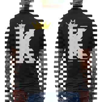 英文字 K 大文字 アルファベット モノグラム イニシャル キング クイーン クラウン メンズTシャツ バックプリント - Kawaiitshirt