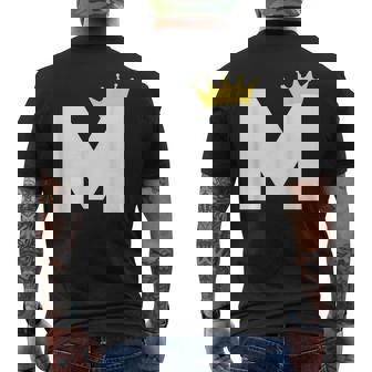 英文字 M 大文字 アルファベット モノグラム イニシャル キング クイーン クラウン メンズTシャツ バックプリント - Kawaiitshirt