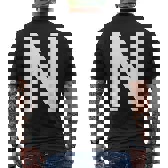 英文字 N 大文字 アルファベット モノグラム イニシャル Abc メンズTシャツ バックプリント - Kawaiitshirt