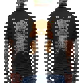 茶毛 プードル いぬ 犬 抱っこ 抱っこ紐 メンズTシャツ バックプリント - Kawaiitshirt