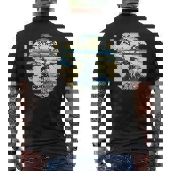 葛飾 北斎 信州諏訪湖 有名なヴィンテージアート スタイリッシュ メンズTシャツ バックプリント - Kawaiitshirt