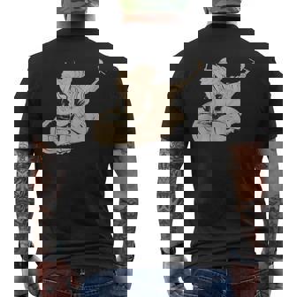 葛飾北斎作 三味線と座る女 メンズTシャツ バックプリント - Kawaiitshirt