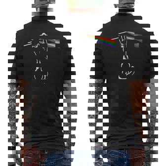 虹に光を曲げる猫、スペースプログレッシブロックミュージック メンズTシャツ バックプリント - Kawaiitshirt