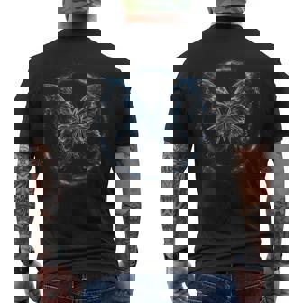 蝶 夜光 夜光 青 デザイン ユニセックス 自然 メンズTシャツ バックプリント - Kawaiitshirt