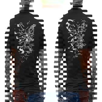 蝶と花、熱帯の花と蝶 メンズTシャツ バックプリント - Kawaiitshirt