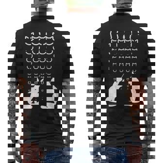 視力検査 猫の視力検査 おもしろ ネコ ねこ動物 シルエット モノトーン 白黒 黒猫 猫好き 猫の飼い主 メンズTシャツ バックプリント - Kawaiitshirt