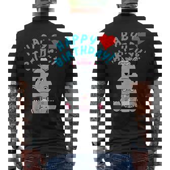 誕生日おめでとうギフト かわいいカバが彼女の誕生日を祝います メンズTシャツ バックプリント - Kawaiitshirt