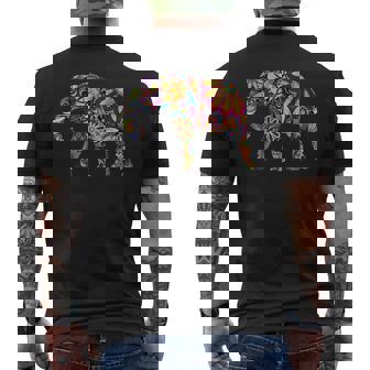 象 カラフル 象 絵画 レディース メンズ メンズTシャツ バックプリント - Kawaiitshirt