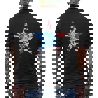 赤白と青 タイダイ 星 メンズTシャツ バックプリント - Kawaiitshirt