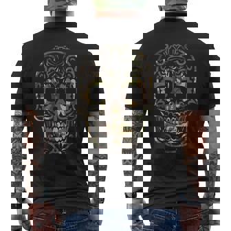 迷彩柄 シュガースカル カラベラ Dia De Muertos メキシカンハロウィン メンズTシャツ バックプリント - Kawaiitshirt