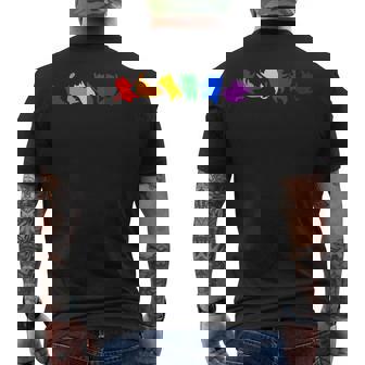 遊び好きなレインボーキャット Lgbtq プライド 楽しい メンズTシャツ バックプリント - Kawaiitshirt