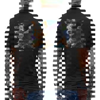 遊び心のあるヨークシャーテリア犬 ポップアート 誇り高きヨーキーオーナーズ メンズTシャツ バックプリント - Kawaiitshirt