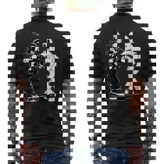 道化師のココと幽霊の踊り メンズTシャツ バックプリント - Kawaiitshirt