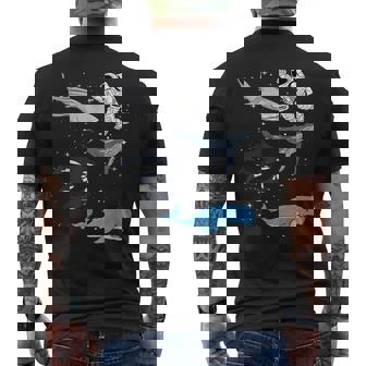 銀河 宇宙 ジンベエザメ シロイルカ ザトウクジラ 海洋 オルカ クジラ メンズTシャツ バックプリント - Kawaiitshirt