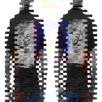 銀河 宇宙飛行士 猫 乗馬 虹 シャーク メンズTシャツ バックプリント - Kawaiitshirt