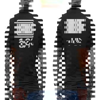 電池【100】バッテリー おもしろ 面白い ギャグ ネタ ウケ狙い 笑える ユーモア お笑い 個性的な メンズTシャツ バックプリント - Kawaiitshirt