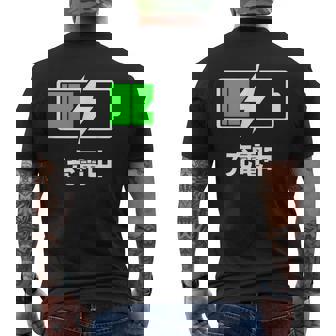 電池【充電中】バッテリー おもしろ 面白い ギャグ ネタ ウケ狙い 笑える ユーモア お笑い 個性的な メンズTシャツ バックプリント - Kawaiitshirt