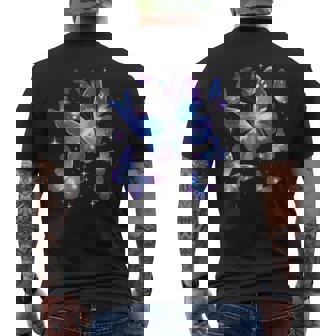 青と紫の模様の蝶たち 昆虫プリント メンズTシャツ バックプリント - Kawaiitshirt