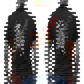 面白い ベースシスト 猫 ギフト ファイヤー 楽器 ベース ギター メンズTシャツ バックプリント - Kawaiitshirt